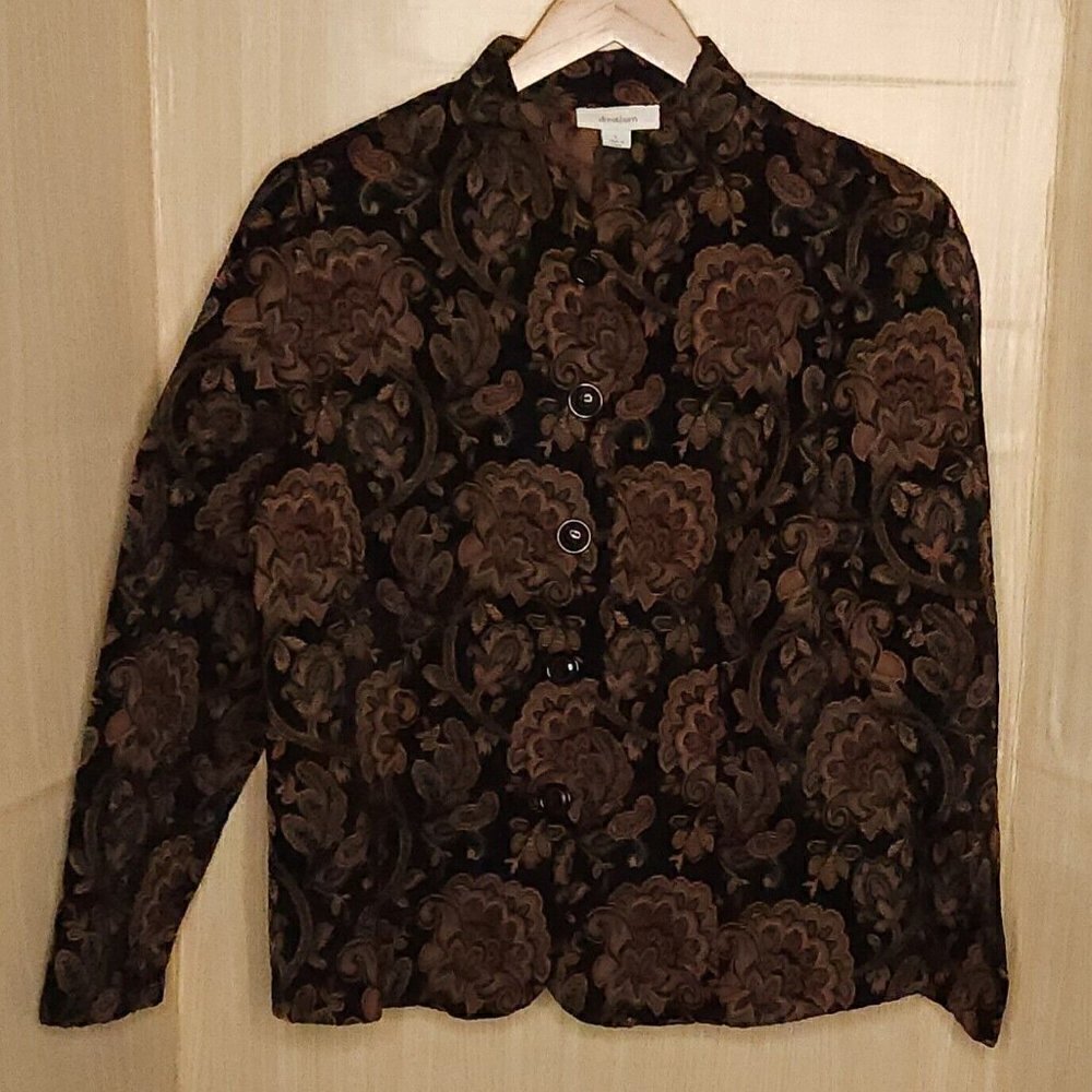 Dressbarn Black Paisley Tapestry Blazer Large